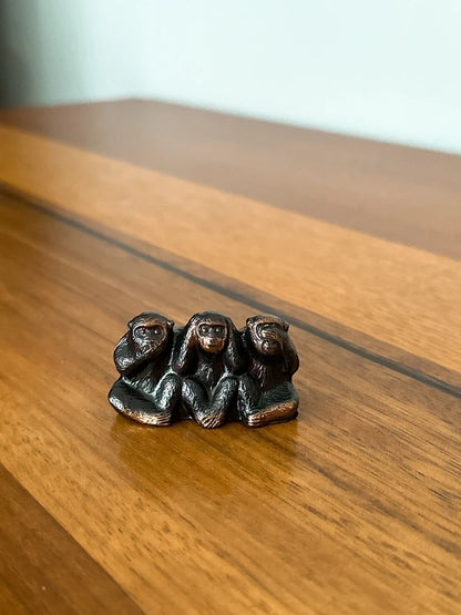 LES TROIS SINGES SAGES – FIGURINE EN CUIVRE