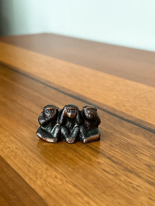 LES TROIS SINGES SAGES – FIGURINE EN CUIVRE