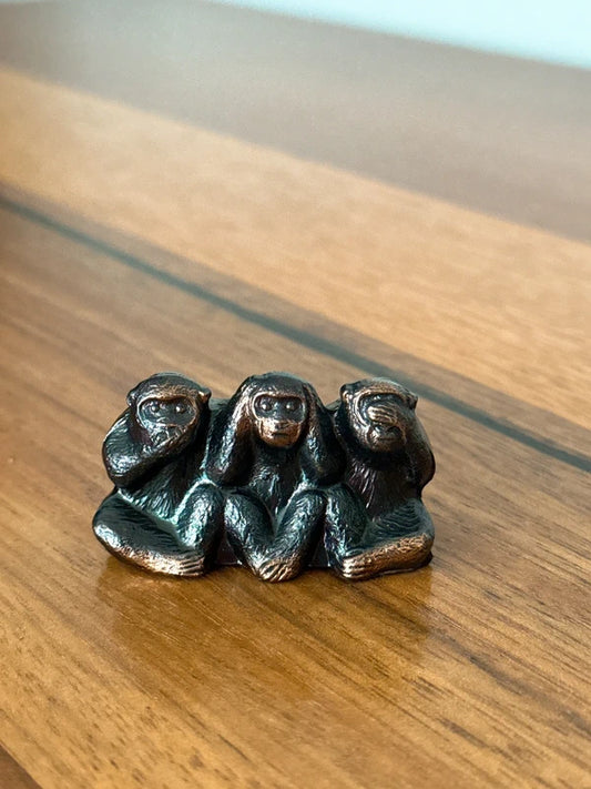 LES TROIS SINGES SAGES – FIGURINE EN CUIVRE